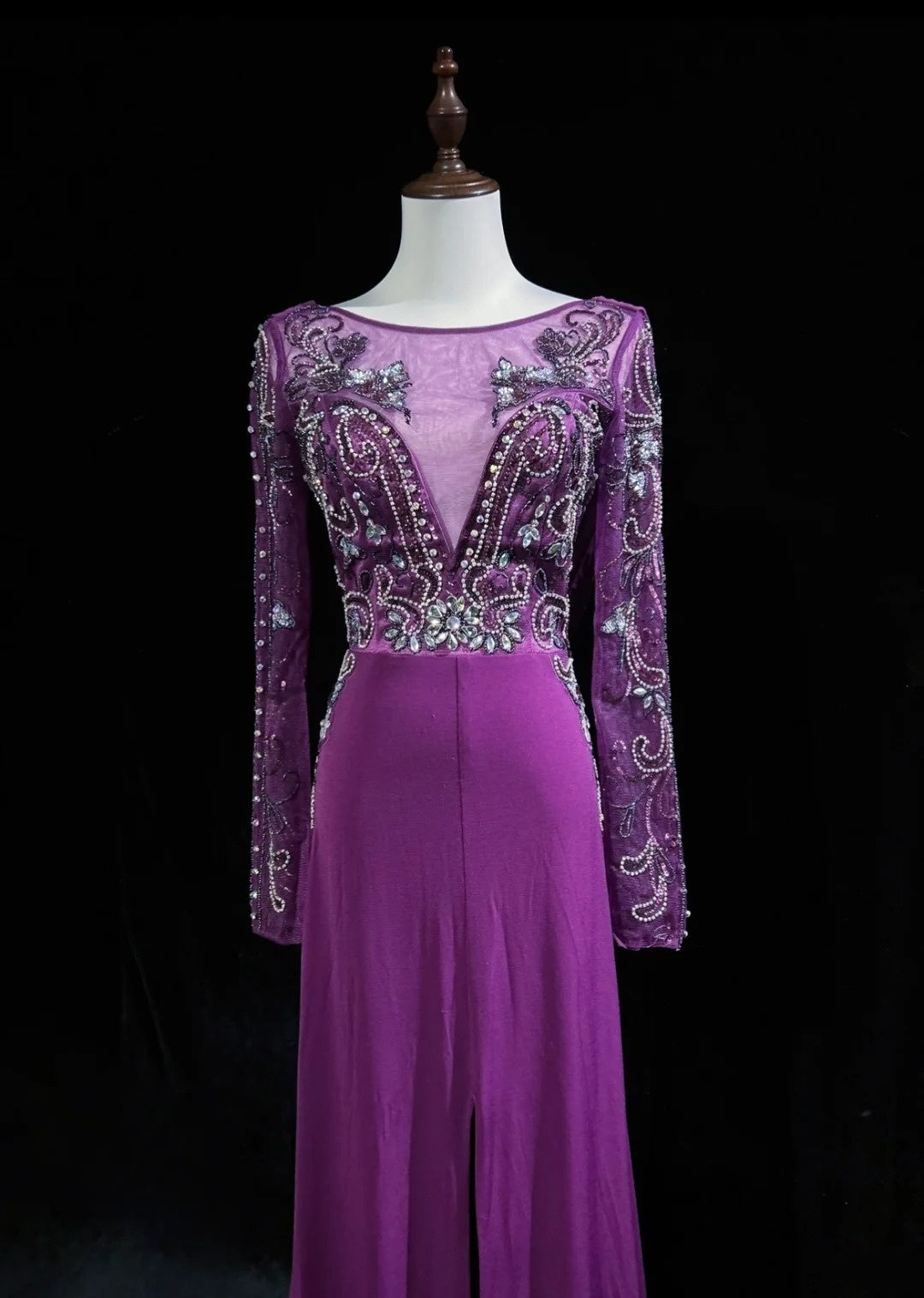 Vintage Prom Dresses A line Purple Chiffon 90s With Beading Long Formal Party Dress N2514