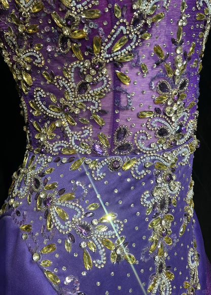 Vintage Mermaid Boat Neck Purple With Beading Tulle Floor Length Prom Dresses Inspo Evening Outfits RB4343