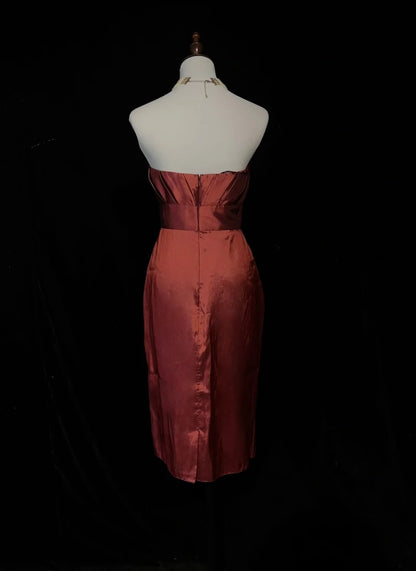 Cute Sheath Spaghetti Strap Rust Red Knee Length 18th Birthday Gown Homecoming Dresses N3682
