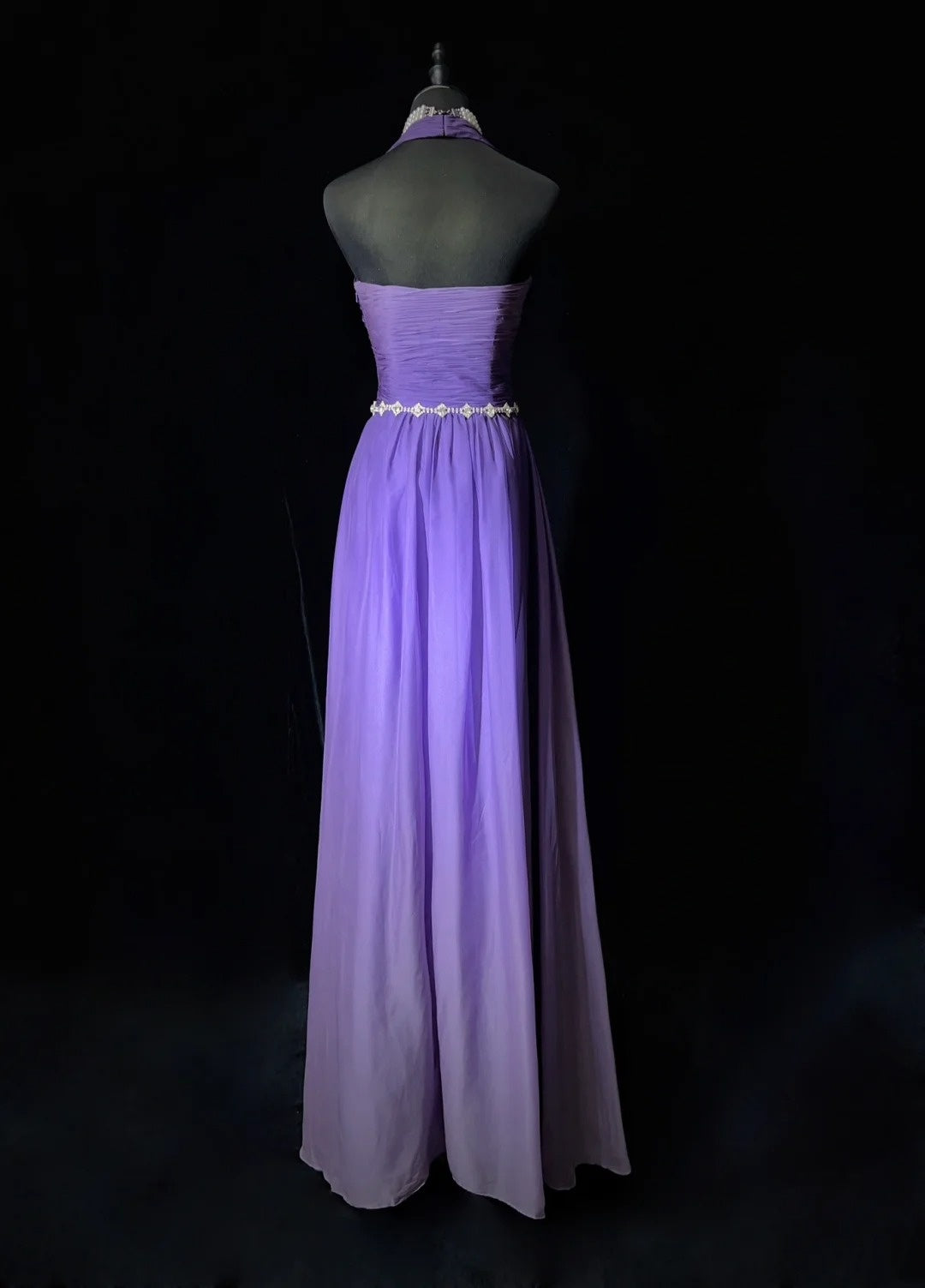 Vintage Prom Dresses Inspo A Line Halter Gradient Grape Chiffon Long 1990s With Beading Formal Gowns N3338