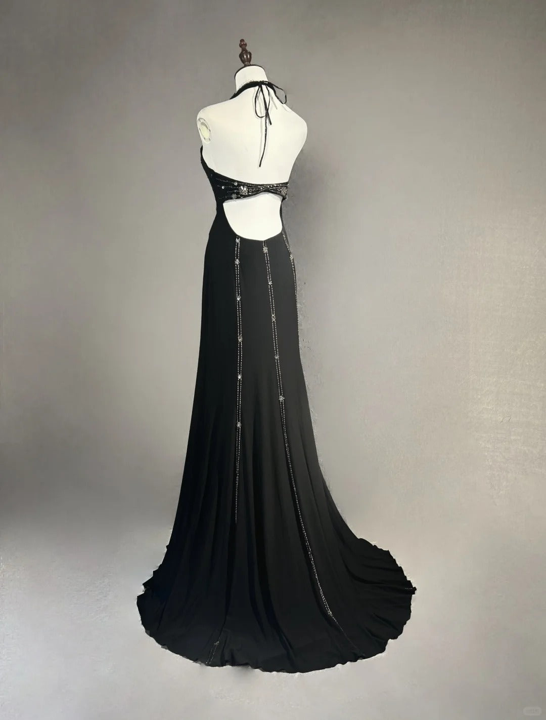Vintage Prom Dresses Mermaid Halter Little Black Tie Dress With Ruffles Long Evening Outfits N3446