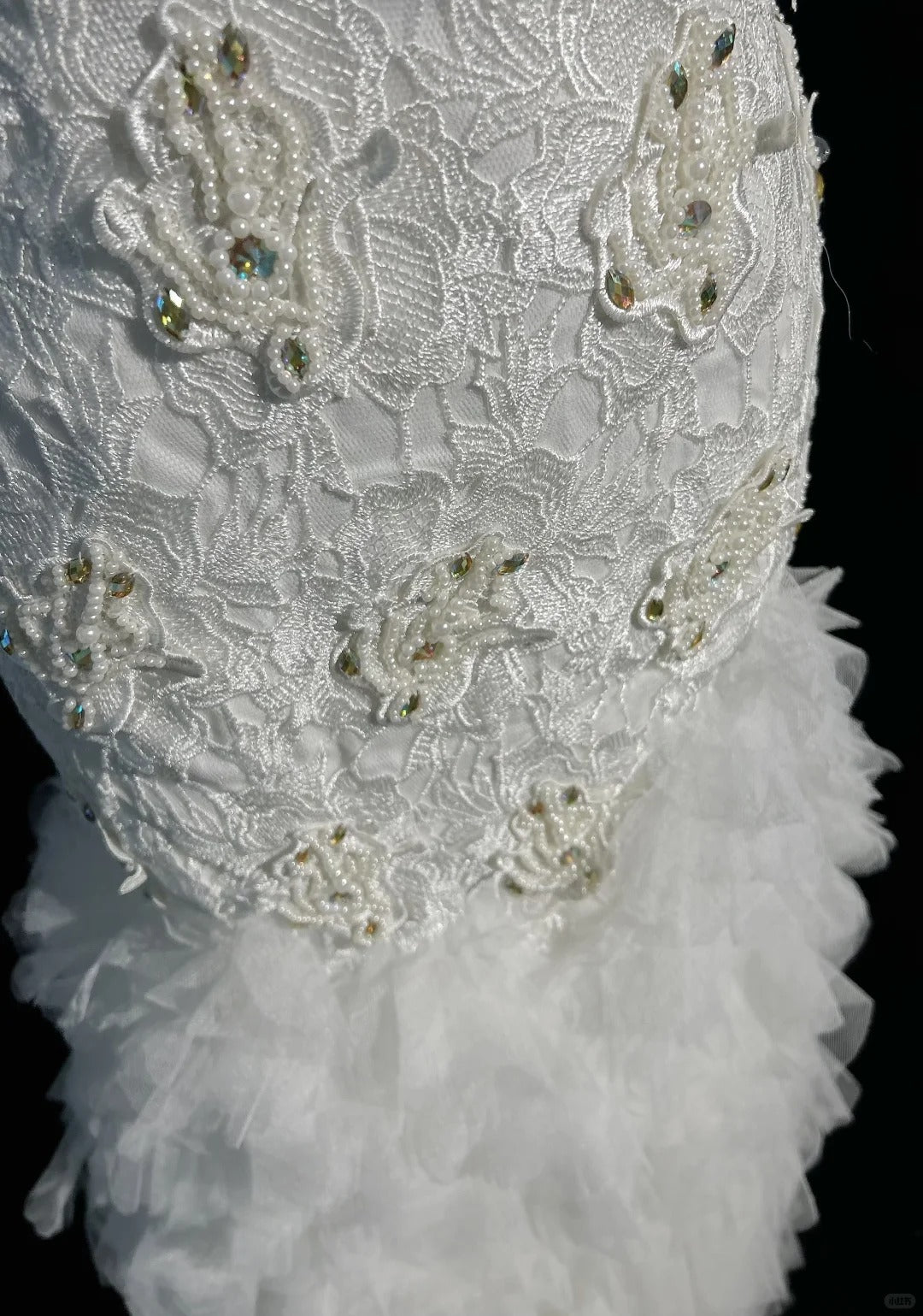 Timeless Mermaid Spaghetti Straps White Tulle Lace With Wedding Ruffled Bridal Gown Long Wedding Dresses RB4325