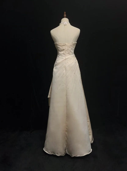 Vintage 20s Wedding Dresses Mermaid Strapless With Beading Summer Garden Long Bridal Gown N3683