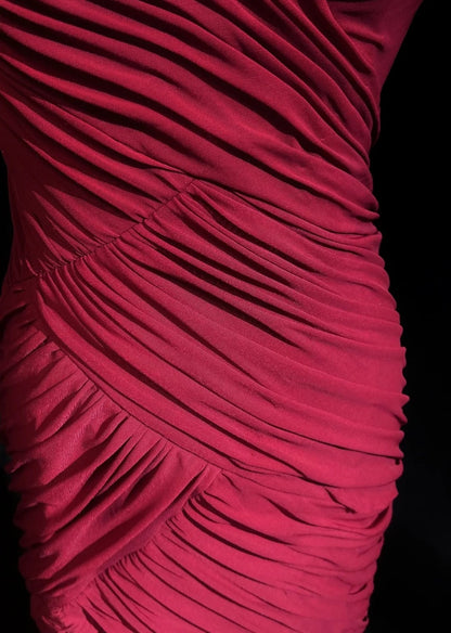 Vintage Mermaid 2000s Spaghetti Strap Burgundy Chiffon With Pleated Formal Dress Long Prom Dresses N2577