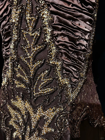 Retro A line Halter Chocolate Long Floor Length Prom Dresses Formal Party Outfits RB3949