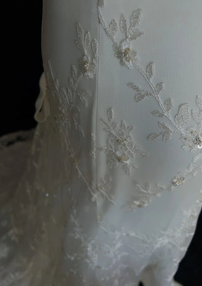Vintage Wedding Dresses Inspo Mermaid Spapghetti Strap White Long 1980s With Lace Wedding Gowns N3367