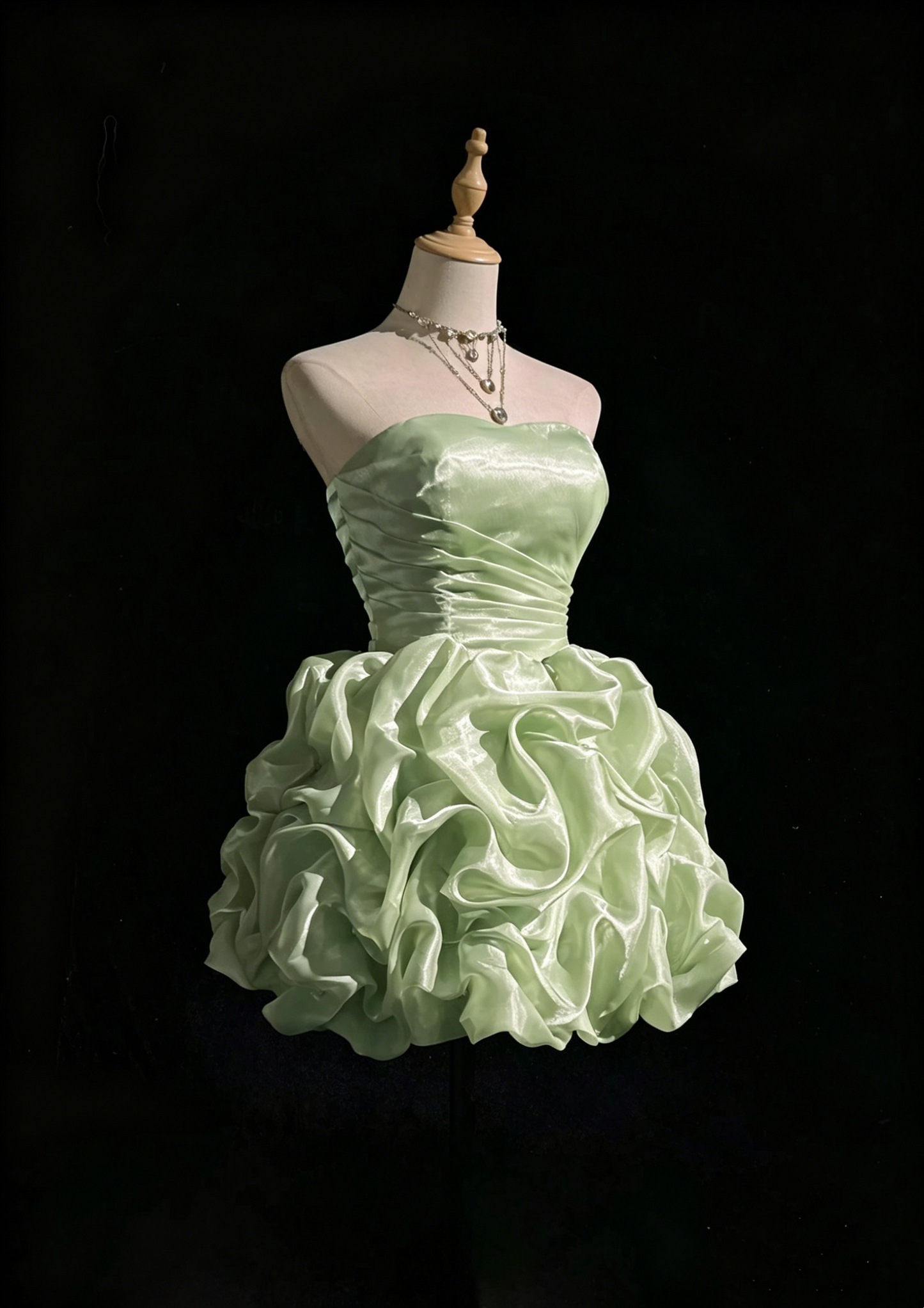 Simple Ball Gown Strapless Mint Green Short Mini Party Dress Cocktail Homecoming Dresses N4239