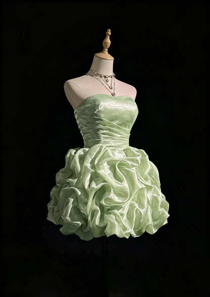 Simple Ball Gown Strapless Mint Green Short Mini Party Dress Cocktail Homecoming Dresses N4239