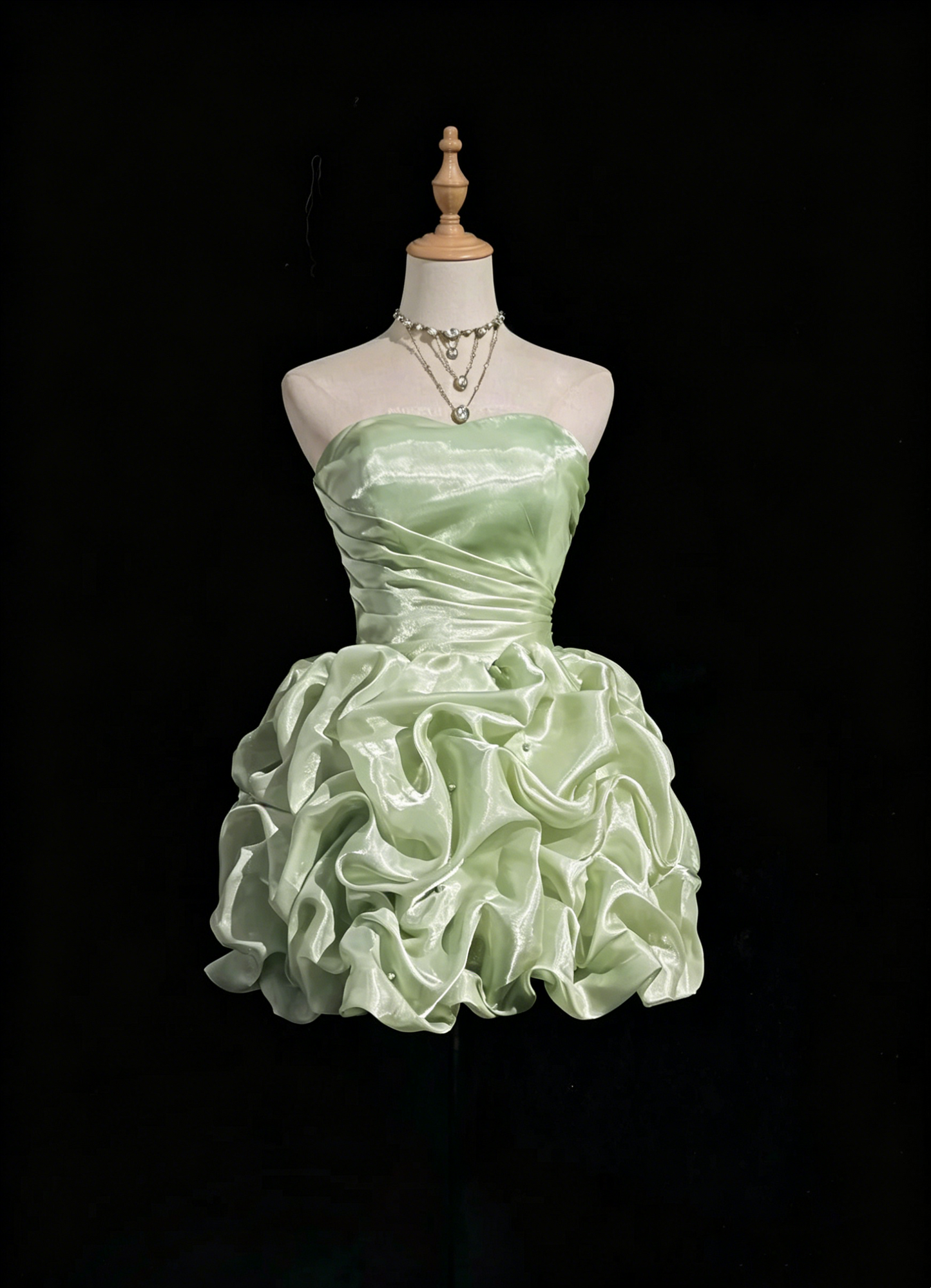 Simple Ball Gown Strapless Mint Green Short Mini Party Dress Cocktail Homecoming Dresses N4239
