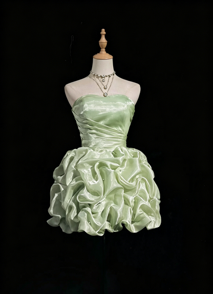 Simple Ball Gown Strapless Mint Green Short Mini Party Dress Cocktail Homecoming Dresses N4239