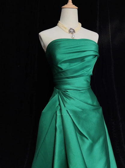 Charming Prom Dresses Ball Gown Strapless Green With Pleated Long Formal Evening Dress N3902