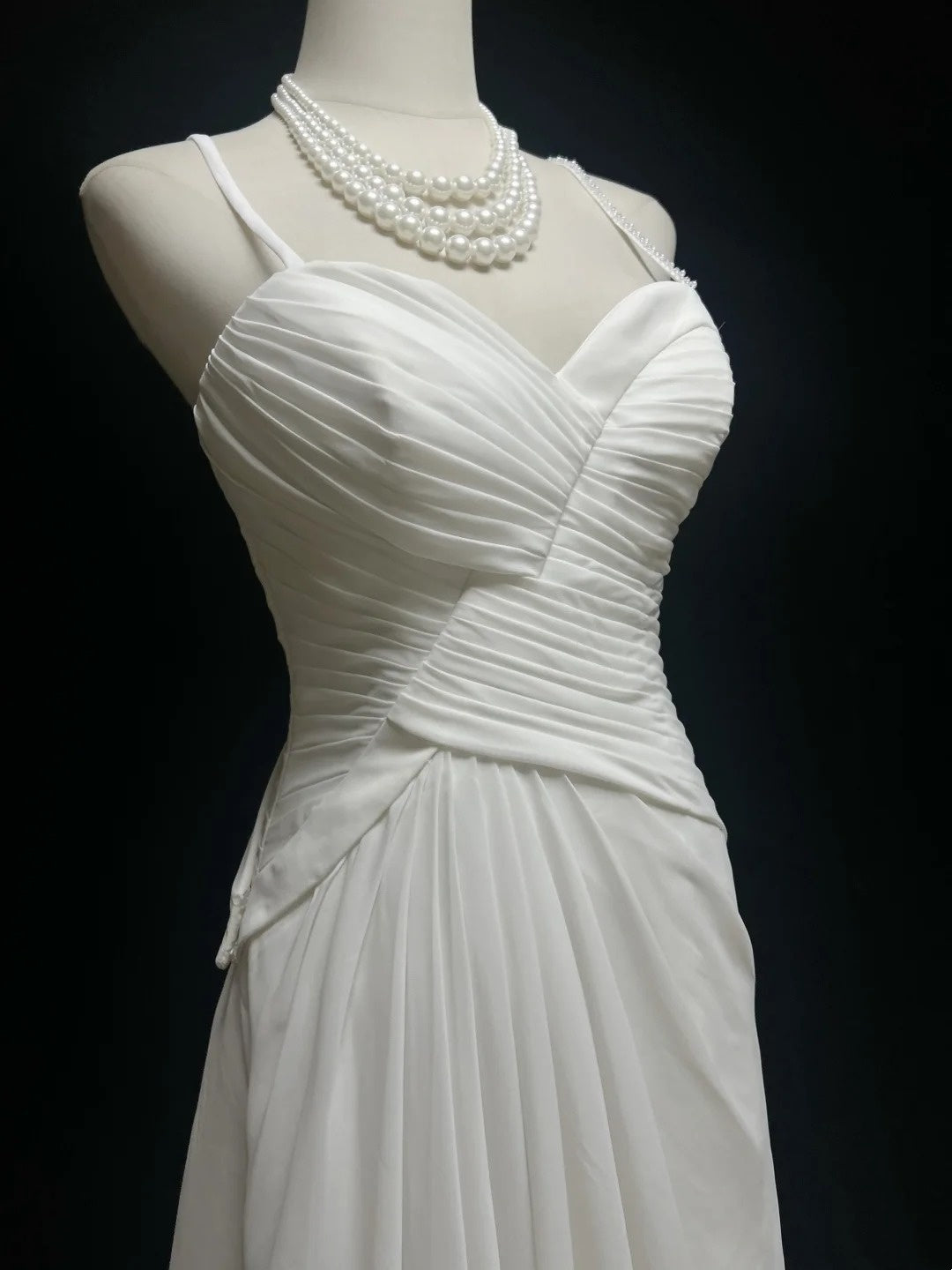 Wedding Dress Timeless A Line Spaghetti Straps White With Ruffled Floor Length Bridal Gown RC1150