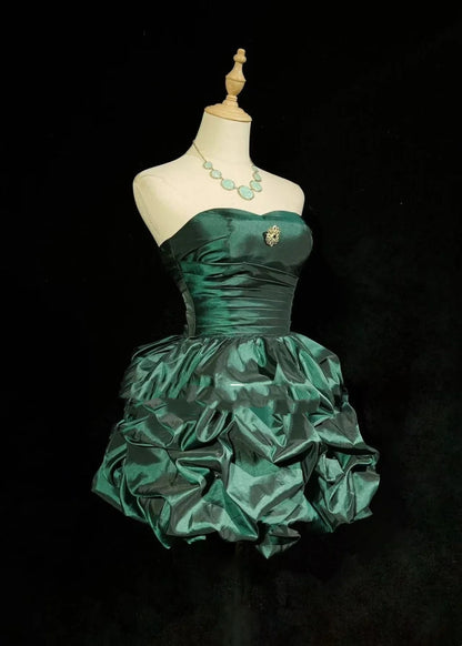 Dream Ball Gown Sweetheart Dark Emerald Green Taffeta 18th Birthday Gown Homecoming Dresses N3805