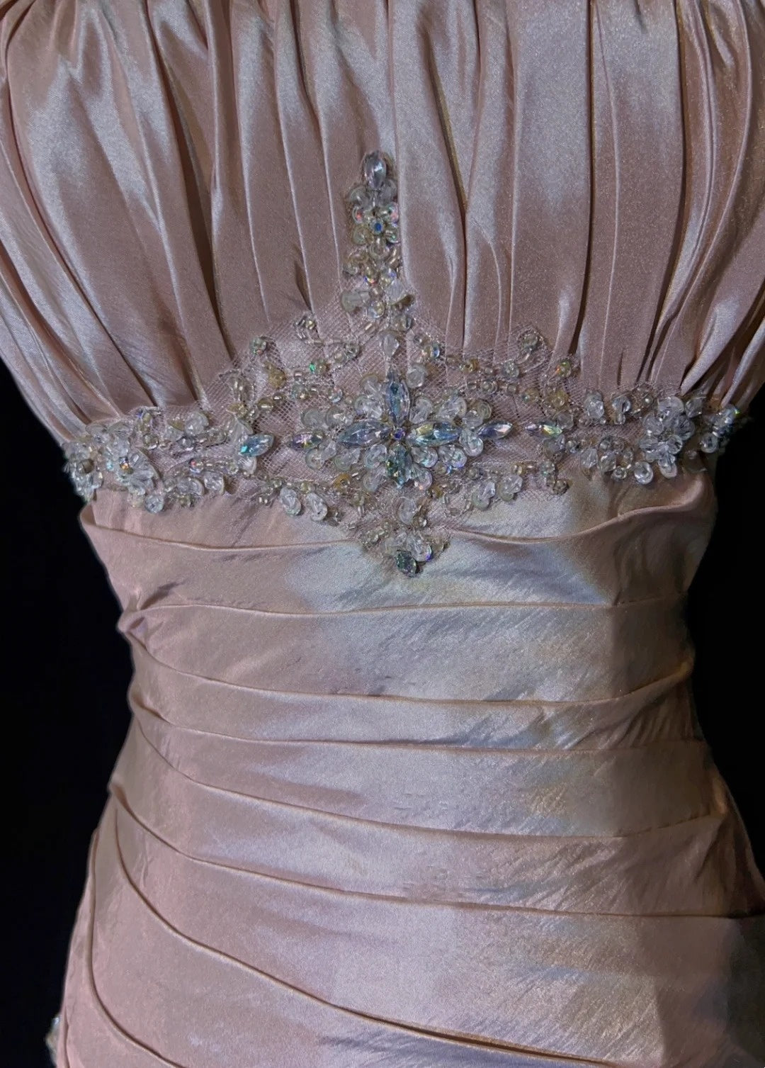 Vintage Prom Dresses Mermaid Spaghetti Strap Taffeta Light Pink With Silver Beads 1950s Long Formal Gown N2597