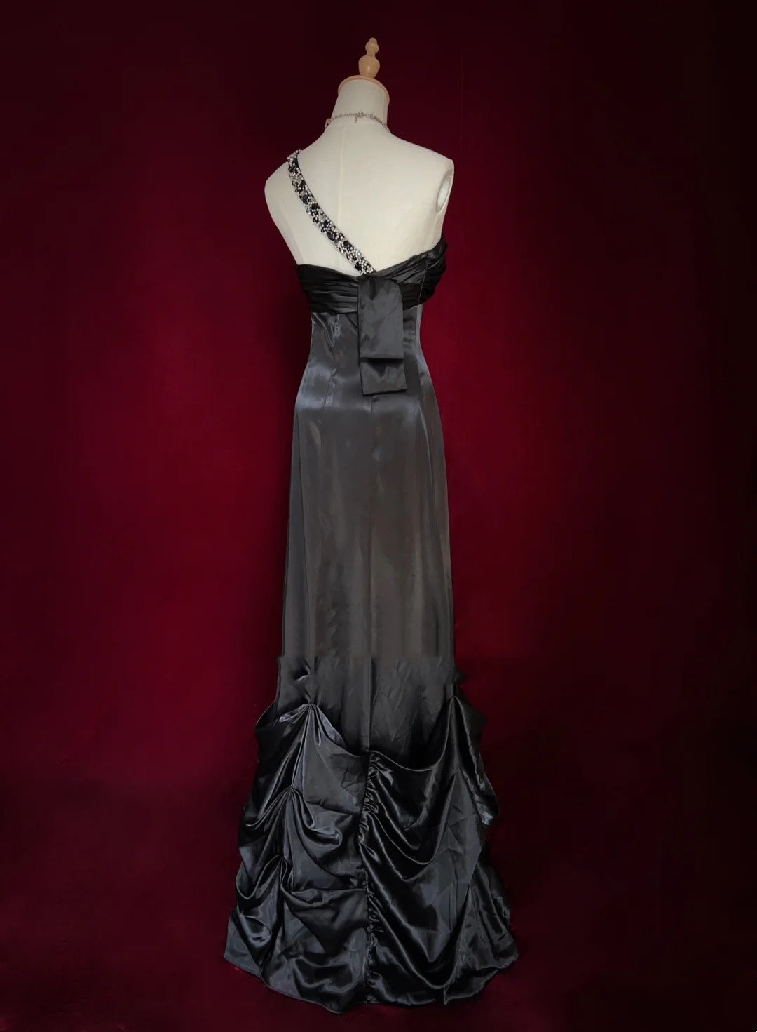 Modest Prom Dresses Inspo A Line One Shoulder Black Tie Dress With Beading For Women Formal Gown N3280