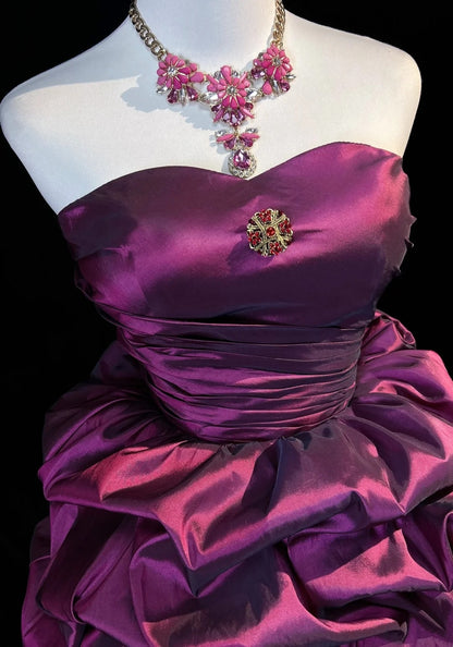 Cute Ball Gown Sweetheart Purple Taffeta 18th Birthday Gown Homecoming Dresses N3656