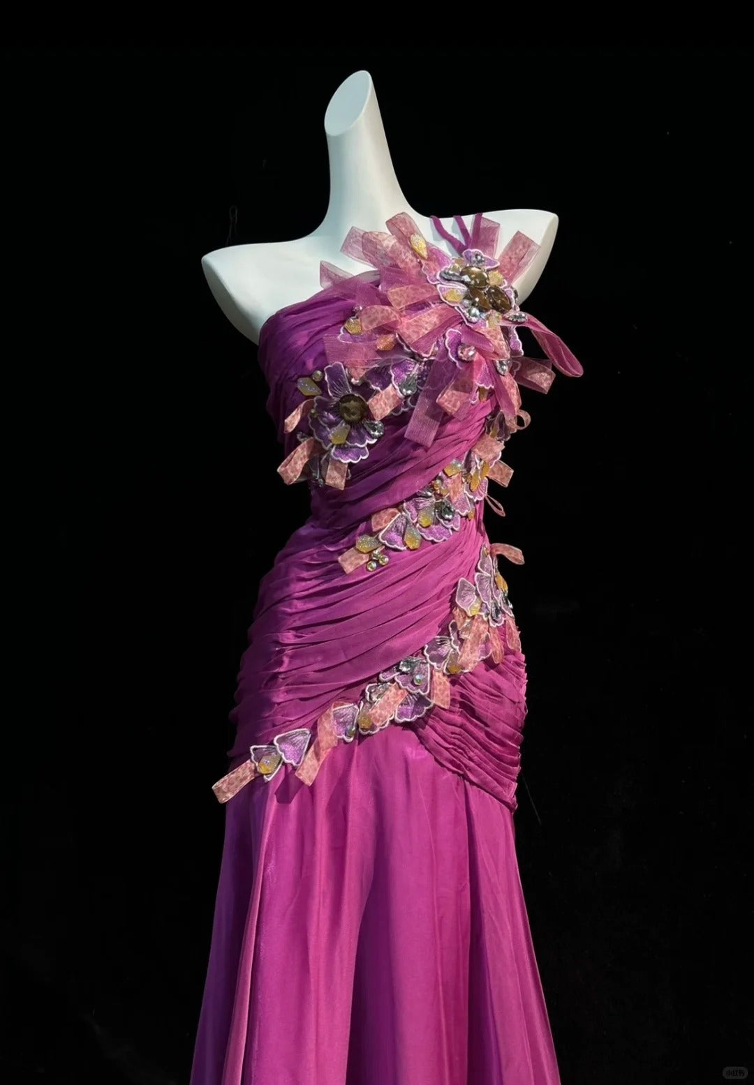 Fuchsia Prom Dress Inspo Mermaid One Shoulder Chiffon With Appliques Birthday Outfits Formal Party Gown RC0107