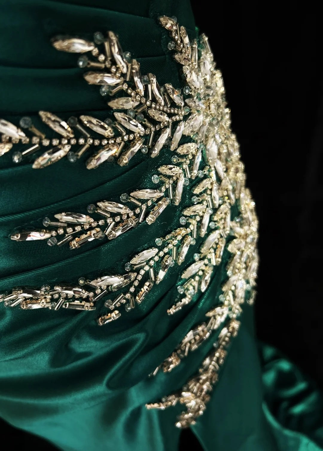 Vintage Prom Dresses Mermaid Sweetheart Dark Green With Beads 90s Long Evening Gown N2927