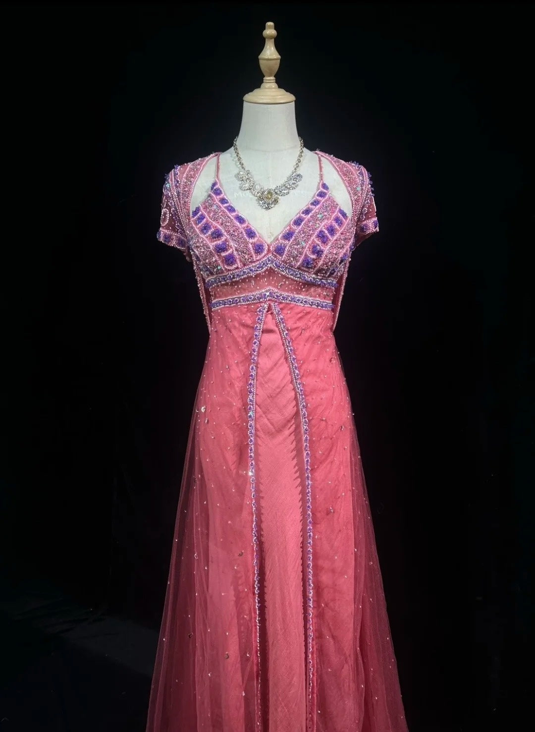 Coral Prom Dress Inspo A Line Spaghetti Straps Chiffon With Beading Long Formal Party Gown RC0091
