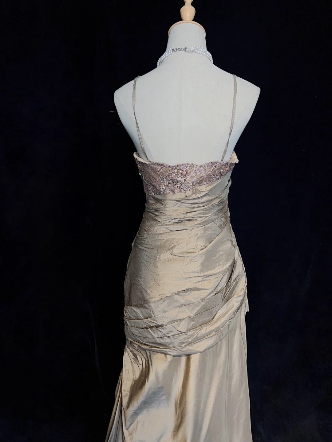 Vintage Prom Dresses Inspo Mermaid Spaghetti Strap Taffeta Long 1990s With Beaded Lace Formal Gowns N3384