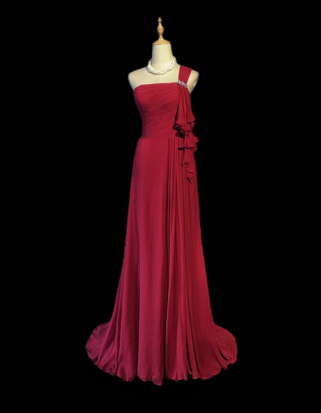 Dreamy 90s Prom Dresses Mermaid One Shoulder Red With Pleated Formal Evening Outfits N3845