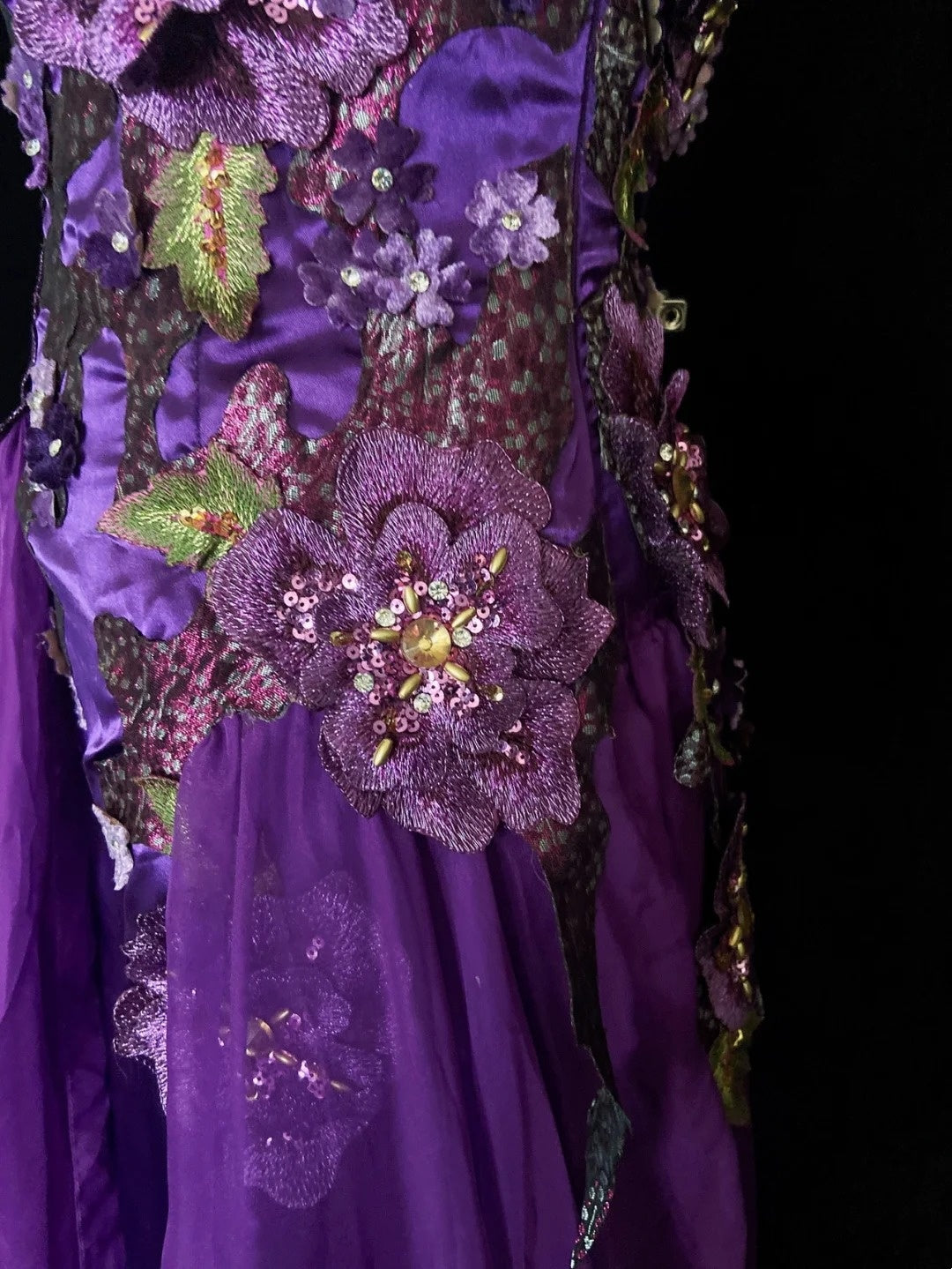 Beautiful Prom Dresses Mermaid Purple Strapless Tulle With Flowers Appliqued Long Evening Outfits N3411