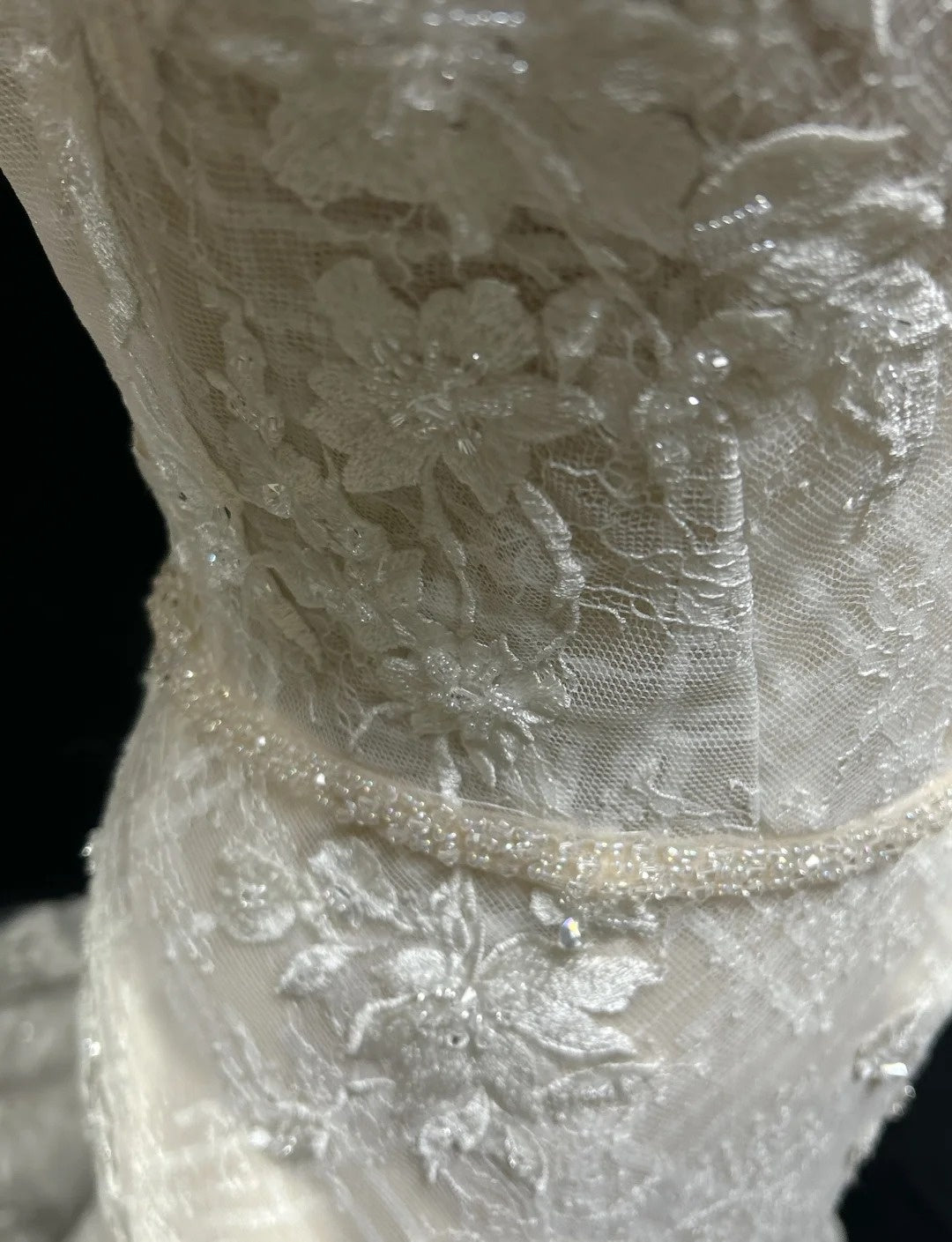 Sparkly Wedding Dresses Mermaid V Neck Ivory Lace Long Brides Dress Bridal Gown N2930
