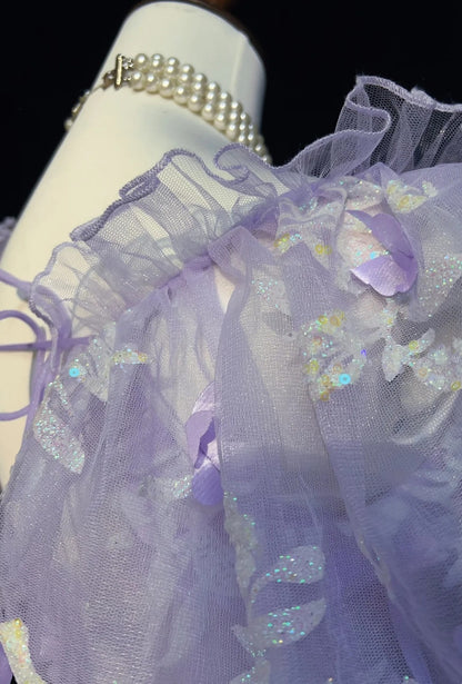 Pretty Ball Gown Square Neck Lilac Lace Short Mini Homecoming Dresses Hoco Gowns N2632