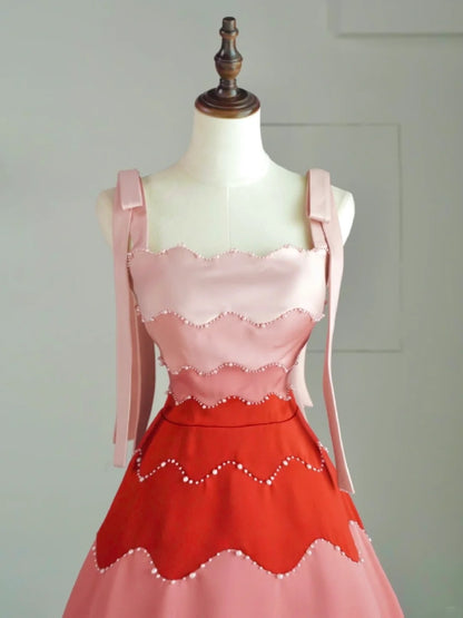 Ball Gown Straps Pink Satin Long Prom Dress Fashion Aesthetic High School Formal Dresses Party Outfits Prom Gown N681