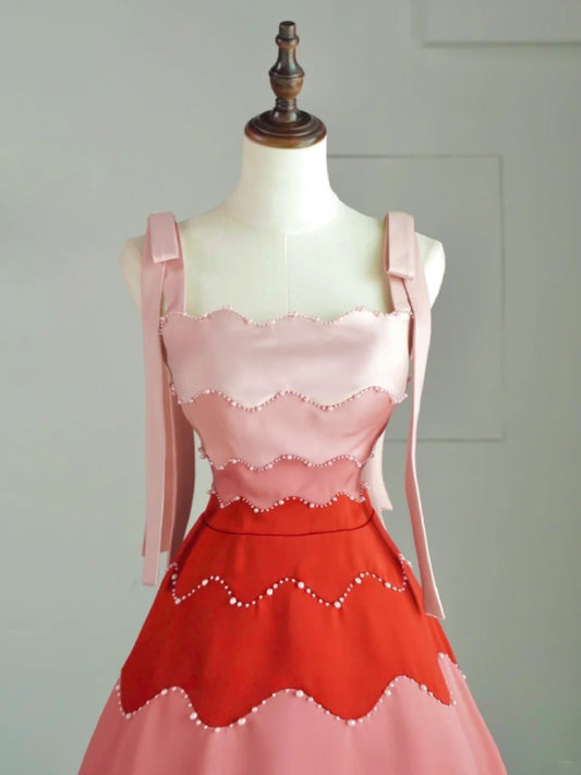 Ball Gown Straps Pink Satin Long Prom Dress Fashion Aesthetic High School Formal Dresses Party Outfits Prom Gown N681