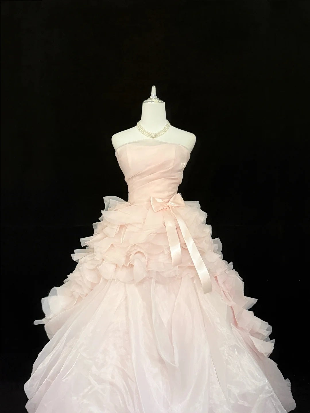 Sweet 15 Quinceanera Dress Ball Gown Strapless Blush Pink With Tiered Tulle 15th Birthday Gown RC0271