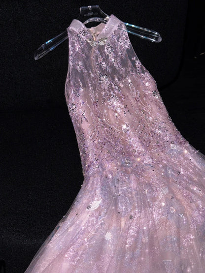 Fairytale A Line Pink Tulle Long Formal Evening Dress Formal 18th Birthday Gowns Prom Dresses N731