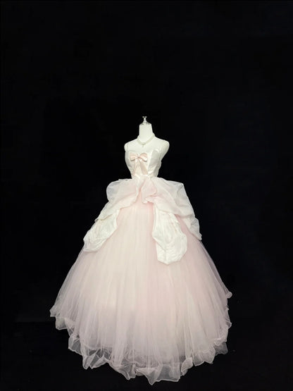 Blush Pink Prom Dress Inspo Ball Gown Spaghetti Straps Long 18th Birthday Outfits Formal Party Gown RC0258