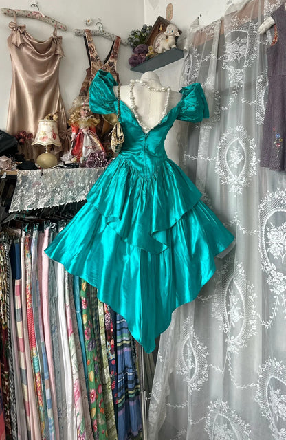 Simple Ball Gown Blue Satin Short Graduation Birthday Gown Homecoming Dresses N3723