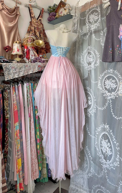Classy Prom Dresses High Low Sweetheart Pink Chiffon Long Formal Evening Outfits N3727