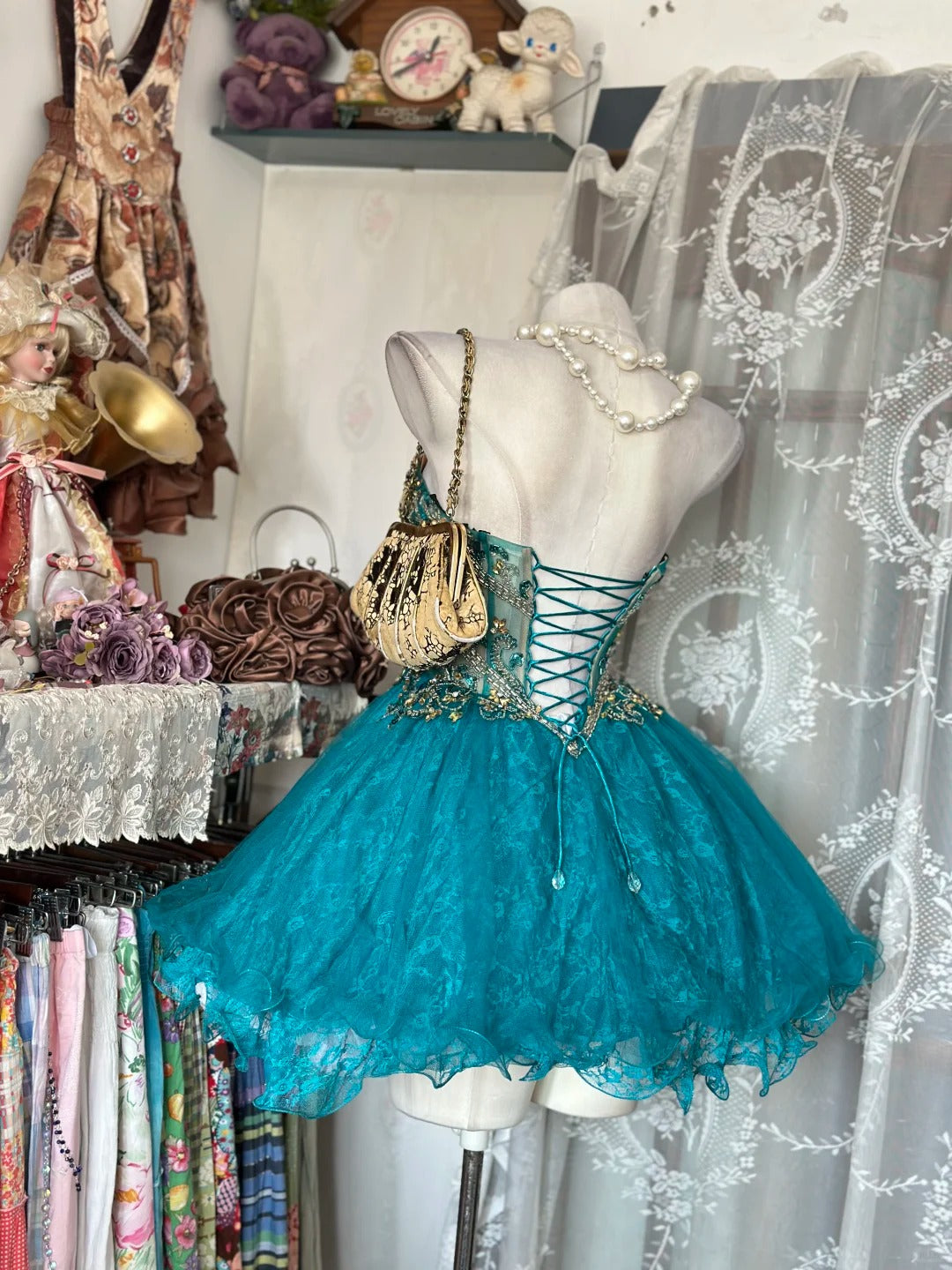 Vintage Ball Gown Sweethart Green Tulle With Beading Party Dresses Homecoming Dress Cocktail Gown RB8996
