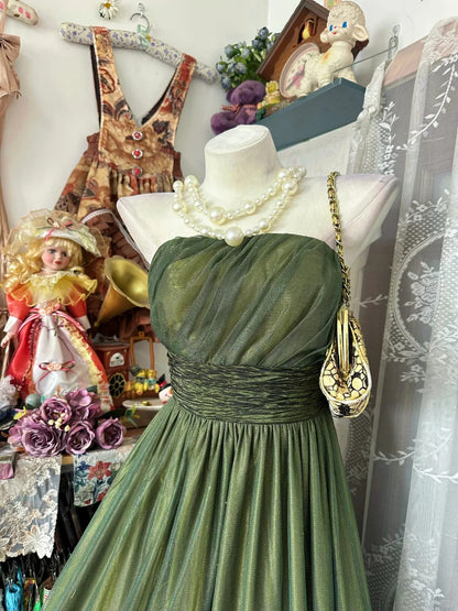 Classic A line Strapless Olive Green With Ruffled Floor Length Prom Dresses Inspo Formal Outfits RB4488