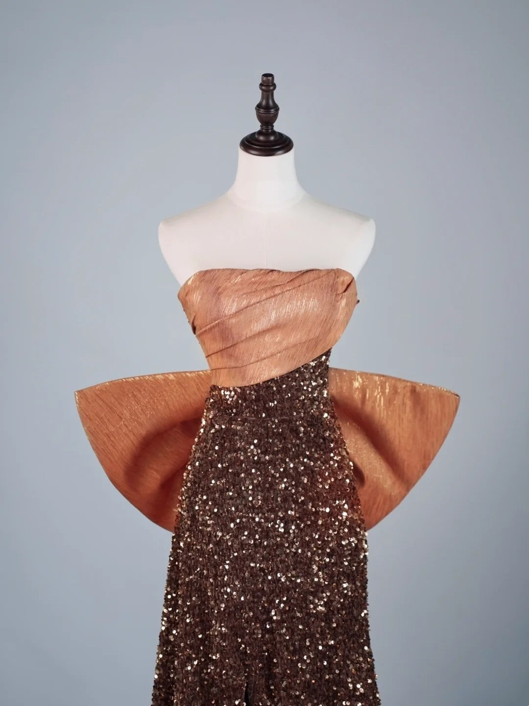 Cute A Line Strapless Brown Sequins Senior Prom Dresses High School Long Formal Dress N1279