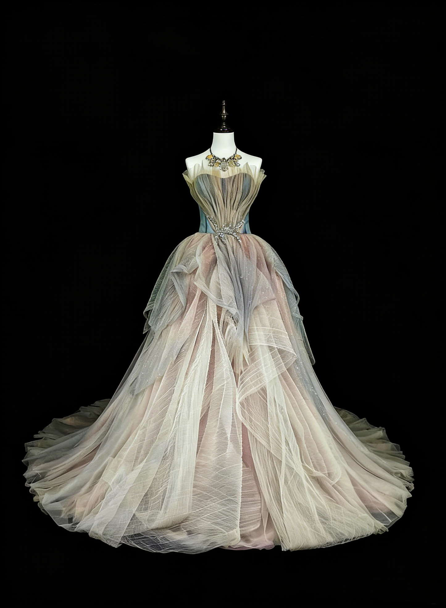 Modest Prom Dresses Ball Gown Sweetheart Tulle Sleeveless Evening Long Quince Dress N3076