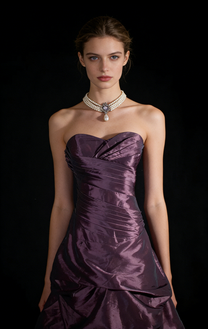 Vintage Prom Dresses 2000s Ball Gown Sweetheart Grape Satin Prom Dress Inspiration Long Prom Dresses AU056