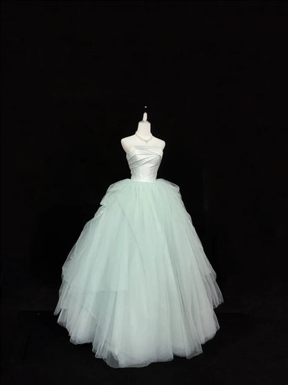 Sweet 15 Quinceanera Dress Ball Gown Strapless Mint Green Long 15th Birthday Gown RC0355