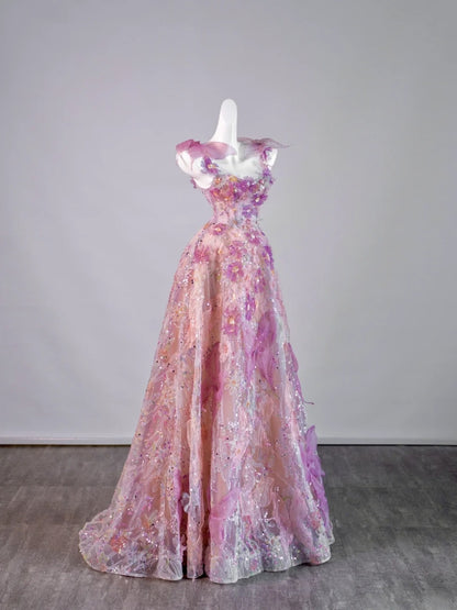 Cute Ball Gown Sweetheart Floral Long Prom Dresses Formal Gowns Inspo Evening Outfit N242