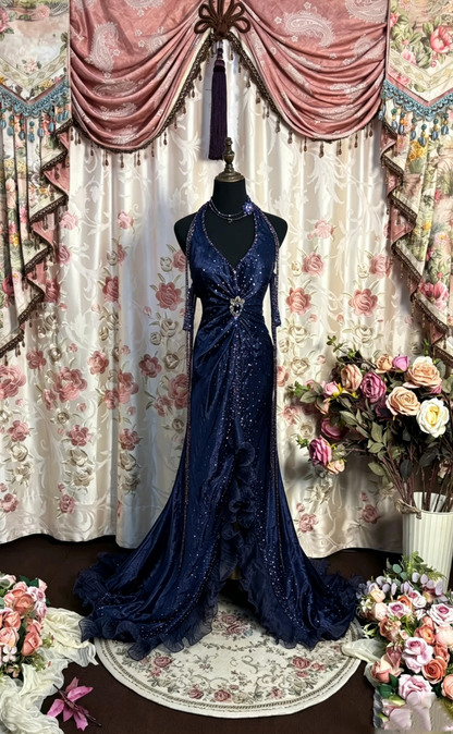 Vintage Prom Dresses 1950s Retro Classy Prom Dresses Inspo Halter Grape Long Prom Gowns AU196