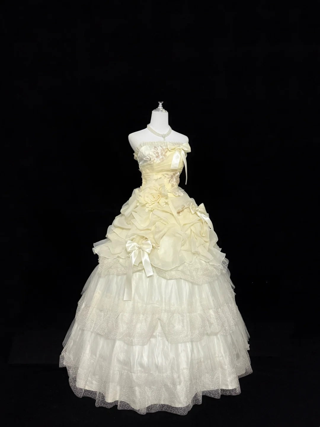 Sweet 16 Dresses Long Ball Gown Strapless Yellow With Lace Sweet Sixteen Birthday Gown RC0303