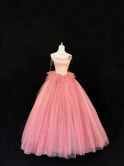 Sweet 16 Dresses Long Ball Gown Sweet Sixteen Long Birthday Dress Spaghetti Straps Tulle Formal Gown RC0268