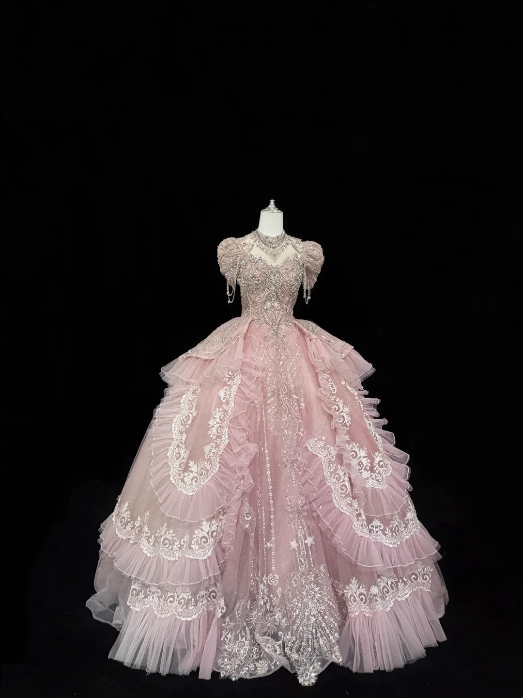 Sweet 16 Dresses Long Ball Gown Sweetheart Pink With Lace Appliques Sweet Sixteen Birthday Gown RC0320