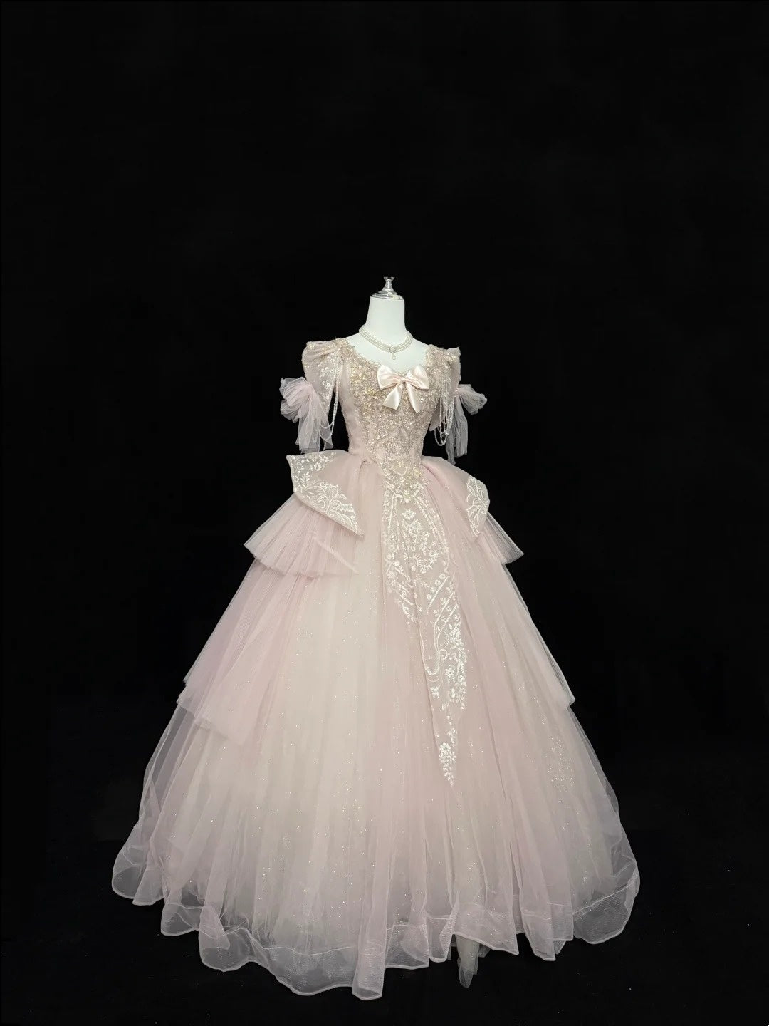 Sweet 16 Dresses Long Ball Gown Squaure Neck Pink With Lace Appliques Sweet Sixteen Birthday Gown RC0325