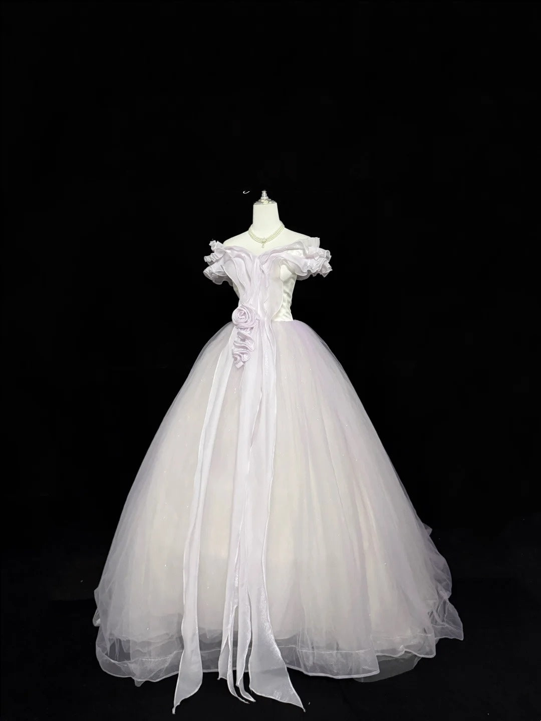 Sweet 15 Quinceanera Dress Ball Gown Off Shoulder Lilac With Sleeves Long 15th Birthday Gown RC0313