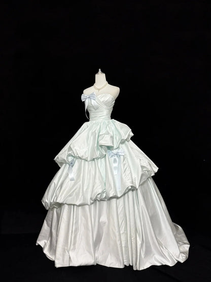 Sweet 16 Dresses Long Ball Gown Sweet Sixteen Long Birthday Dress Strapless Light Sky Blue Formal Gown RC0282