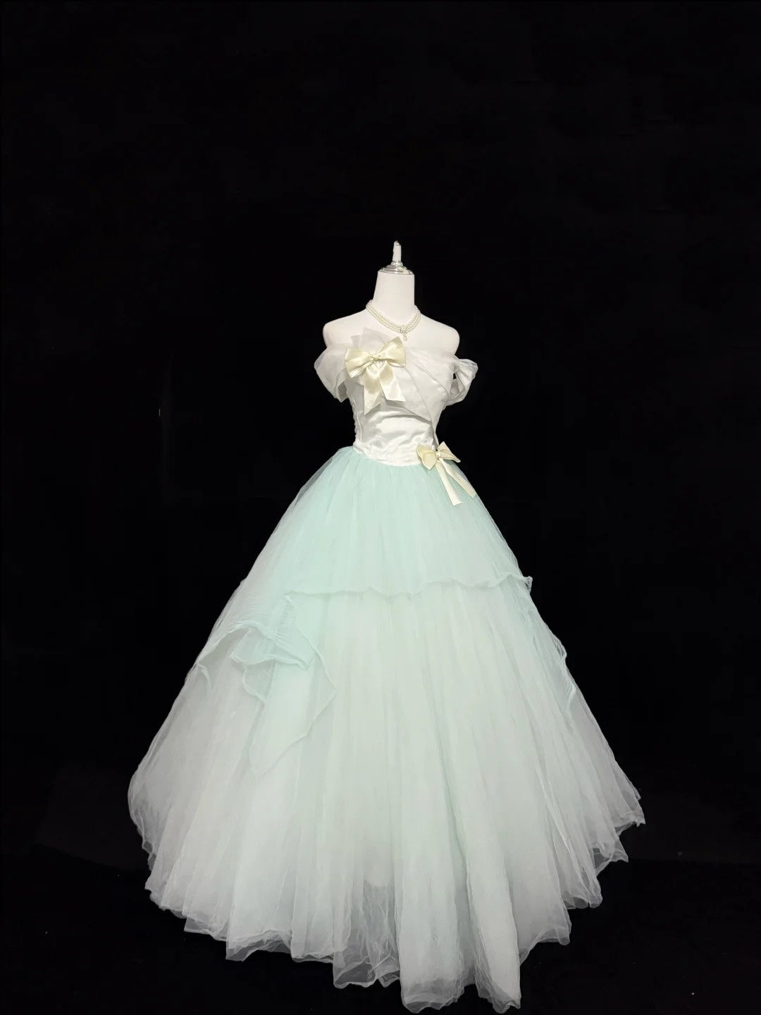 Mint Green Sweet 16 Dresses Long Ball Gown Off Shoulder Tulle Formal Sweet Sixteen Birthday Gown RC0241